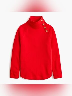 New With Tags J. Crew Women's Size Medium Red Button Neck Pullover